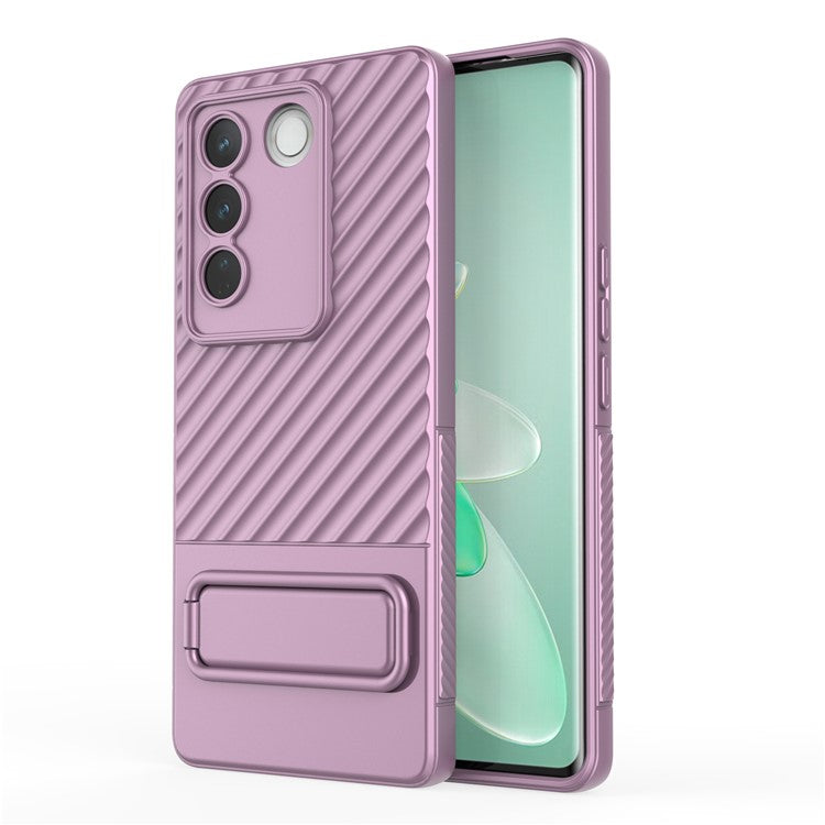 For vivo S16 / S16 Pro TPU Phone Case Kickstand Rugged Phone Cover Skin-Touch Slim Phone Shell - Light Purple