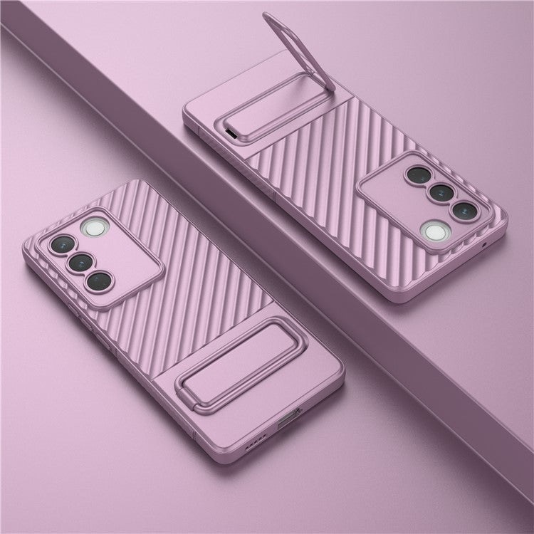 For vivo S16 / S16 Pro TPU Phone Case Kickstand Rugged Phone Cover Skin-Touch Slim Phone Shell - Light Purple