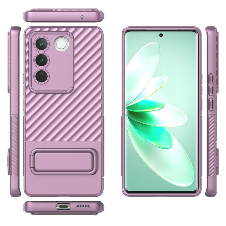 For vivo S16 / S16 Pro TPU Phone Case Kickstand Rugged Phone Cover Skin-Touch Slim Phone Shell - Light Purple