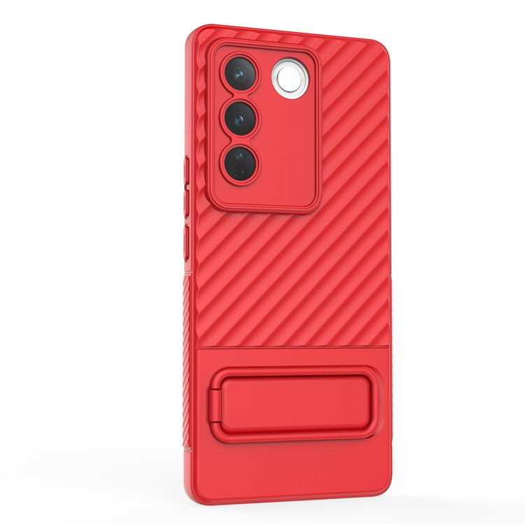 For vivo S16 / S16 Pro TPU Phone Case Kickstand Rugged Phone Cover Skin-Touch Slim Phone Shell - Red