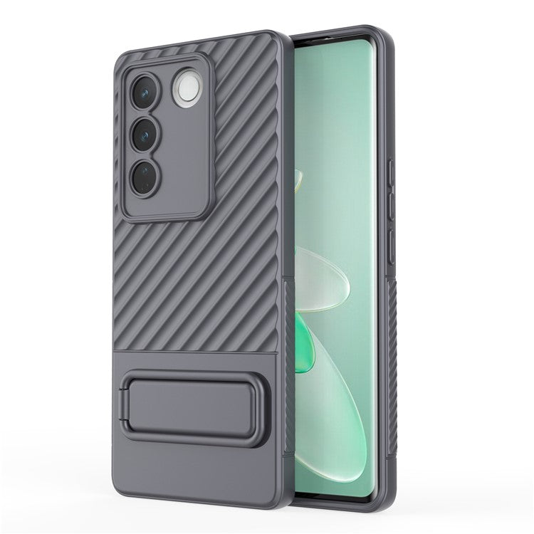 For vivo S16 / S16 Pro TPU Phone Case Kickstand Rugged Phone Cover Skin-Touch Slim Phone Shell - Grey