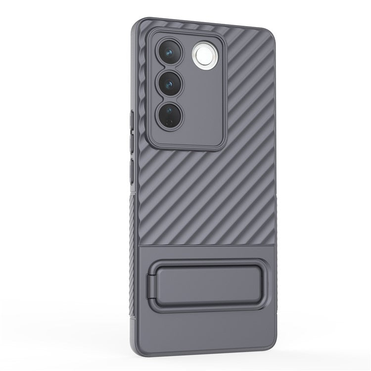 For vivo S16 / S16 Pro TPU Phone Case Kickstand Rugged Phone Cover Skin-Touch Slim Phone Shell - Grey