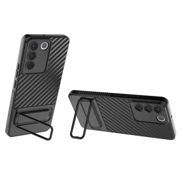 Rugged Shockproof Case for vivo S16e 5G TPU Phone Shell Slim Phone Cover with Kickstand - Black