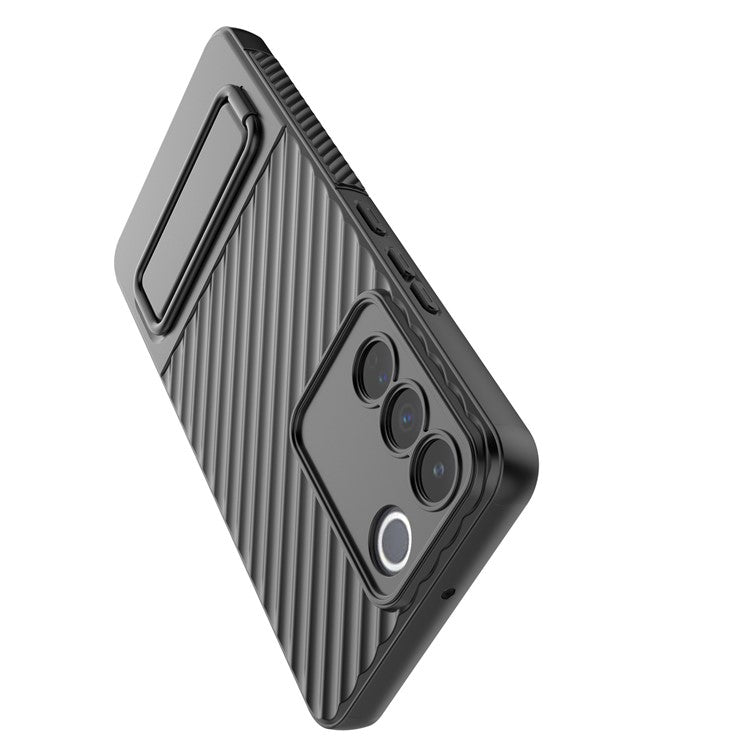 Rugged Shockproof Case for vivo S16e 5G TPU Phone Shell Slim Phone Cover with Kickstand - Black