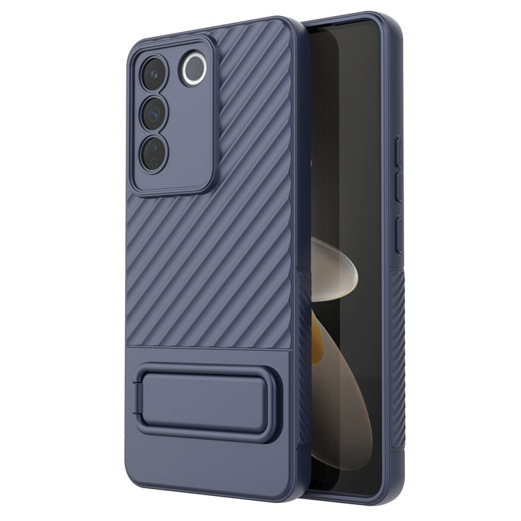 Rugged Shockproof Case for vivo S16e 5G TPU Phone Shell Slim Phone Cover with Kickstand - Dark Blue