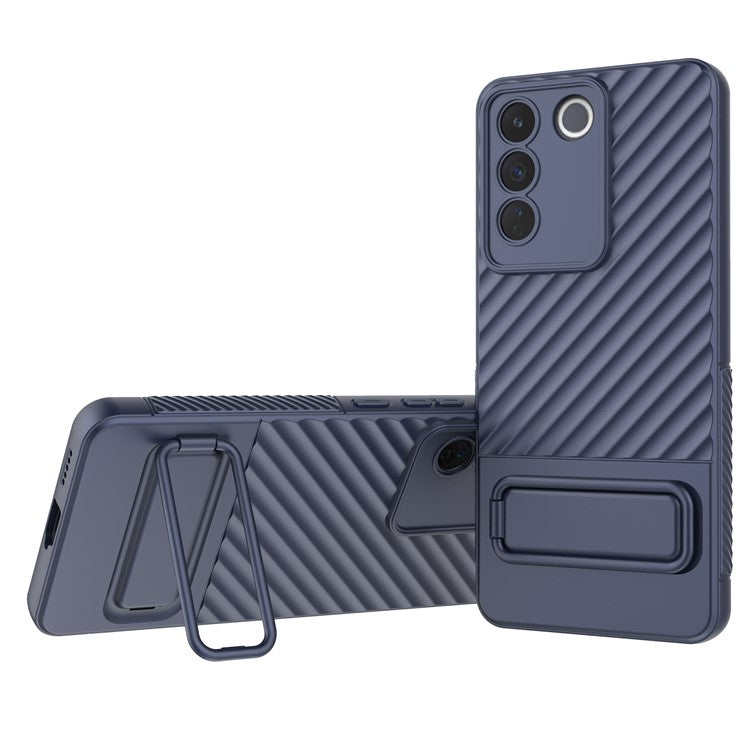 Rugged Shockproof Case for vivo S16e 5G TPU Phone Shell Slim Phone Cover with Kickstand - Dark Blue