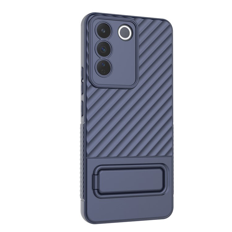 Rugged Shockproof Case for vivo S16e 5G TPU Phone Shell Slim Phone Cover with Kickstand - Dark Blue