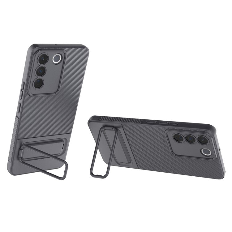 Rugged Shockproof Case for vivo S16e 5G TPU Phone Shell Slim Phone Cover with Kickstand - Grey