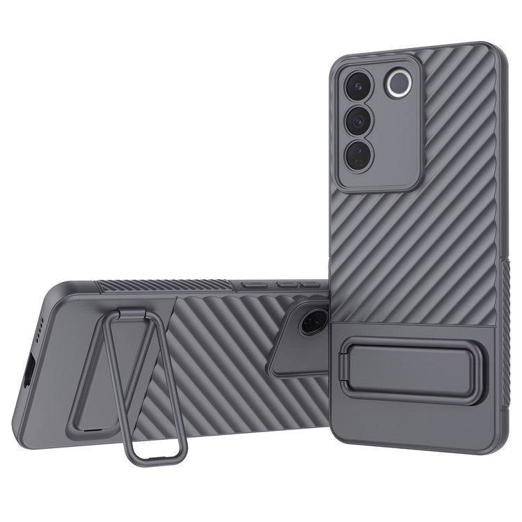 Rugged Shockproof Case for vivo S16e 5G TPU Phone Shell Slim Phone Cover with Kickstand - Grey