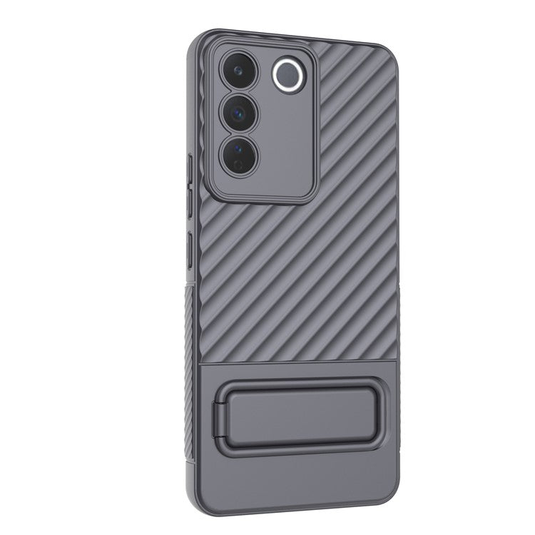 Rugged Shockproof Case for vivo S16e 5G TPU Phone Shell Slim Phone Cover with Kickstand - Grey