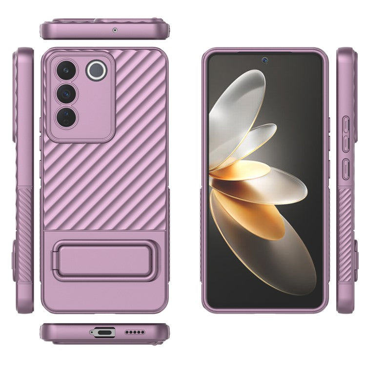 Rugged Shockproof Case for vivo S16e 5G TPU Phone Shell Slim Phone Cover with Kickstand - Light Purple