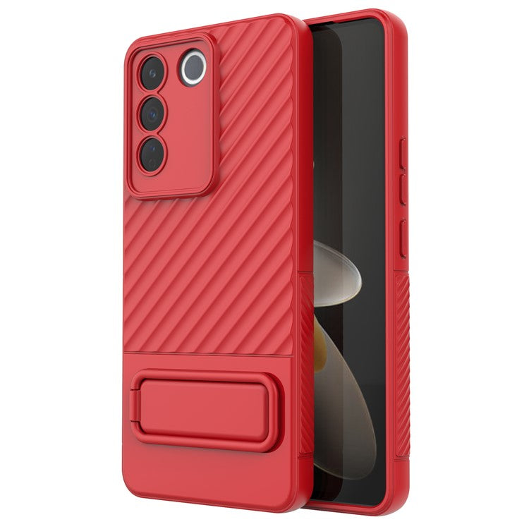 Rugged Shockproof Case for vivo S16e 5G TPU Phone Shell Slim Phone Cover with Kickstand - Red