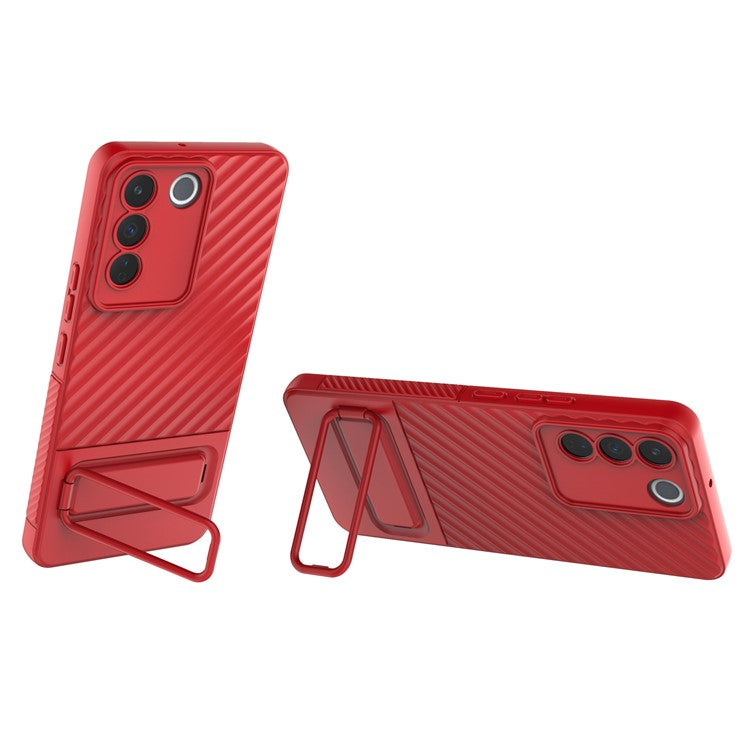 Rugged Shockproof Case for vivo S16e 5G TPU Phone Shell Slim Phone Cover with Kickstand - Red