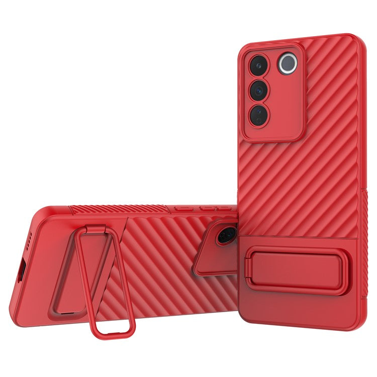 Rugged Shockproof Case for vivo S16e 5G TPU Phone Shell Slim Phone Cover with Kickstand - Red