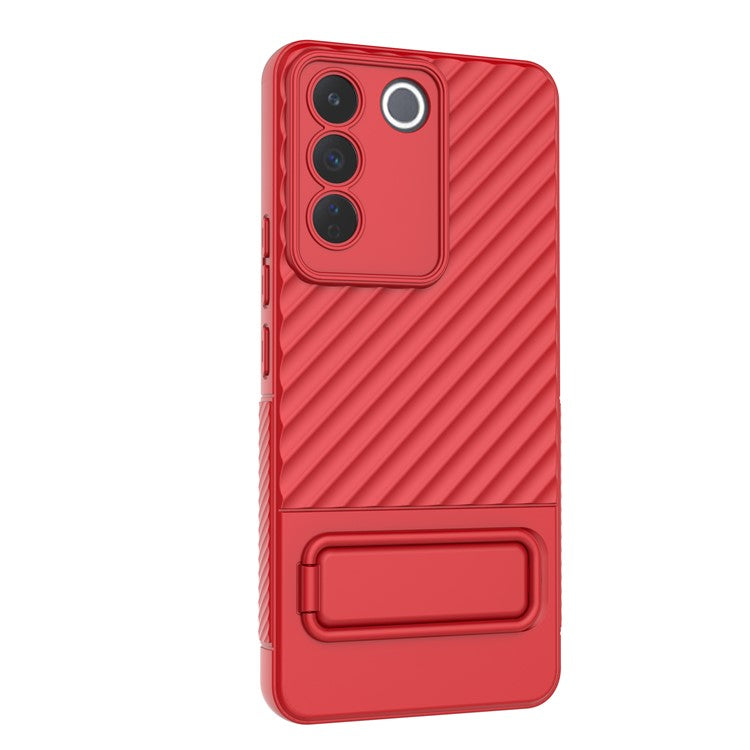 Rugged Shockproof Case for vivo S16e 5G TPU Phone Shell Slim Phone Cover with Kickstand - Red