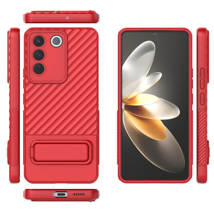 Rugged Shockproof Case for vivo S16e 5G TPU Phone Shell Slim Phone Cover with Kickstand - Red