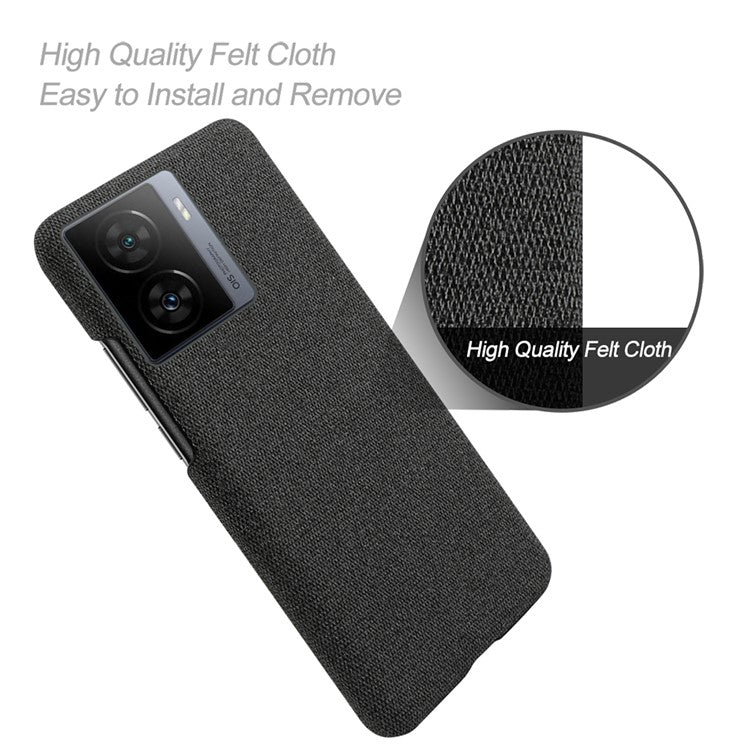 For vivo iQOO Z7 5G Shockproof Cell Phone Case Cloth+Hard PC Smartphone Cover - Black