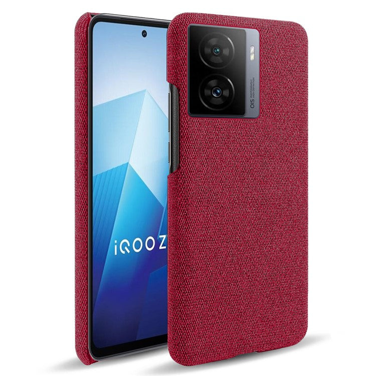 For vivo iQOO Z7 5G Shockproof Cell Phone Case Cloth+Hard PC Smartphone Cover - Red