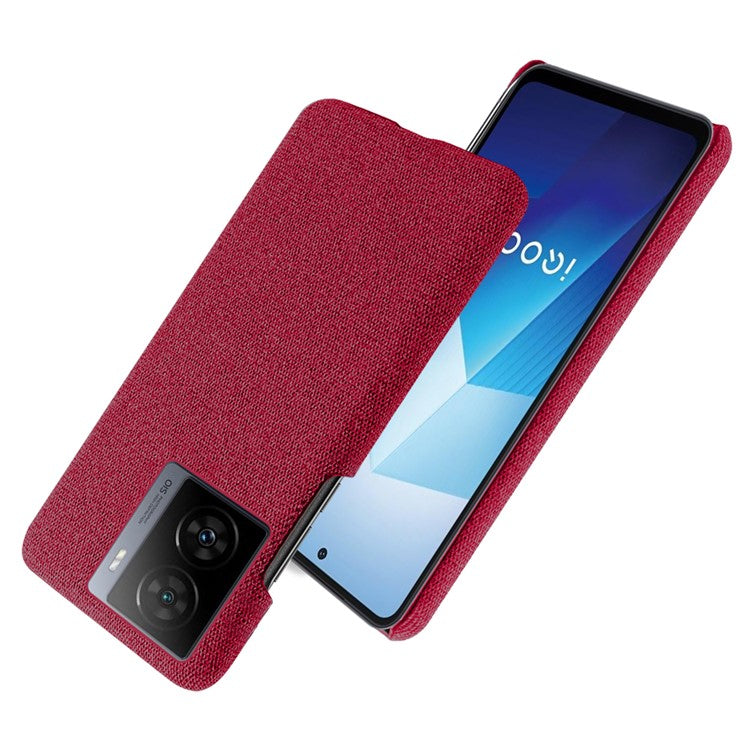 For vivo iQOO Z7 5G Shockproof Cell Phone Case Cloth+Hard PC Smartphone Cover - Red