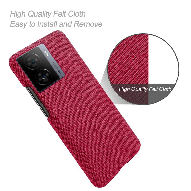 For vivo iQOO Z7 5G Shockproof Cell Phone Case Cloth+Hard PC Smartphone Cover - Red