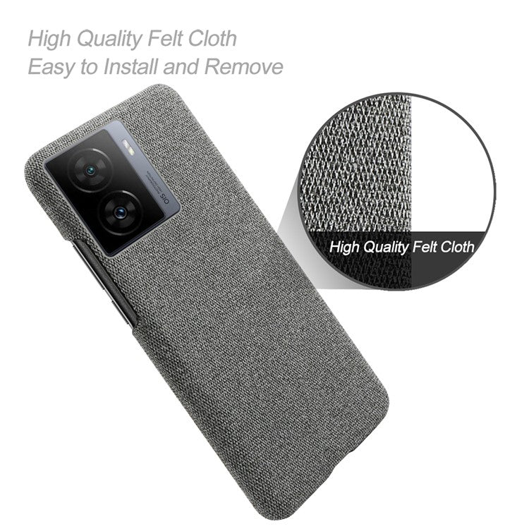 For vivo iQOO Z7 5G Shockproof Cell Phone Case Cloth+Hard PC Smartphone Cover - Grey