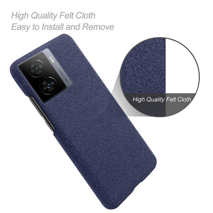 For vivo iQOO Z7 5G Shockproof Cell Phone Case Cloth+Hard PC Smartphone Cover - Blue