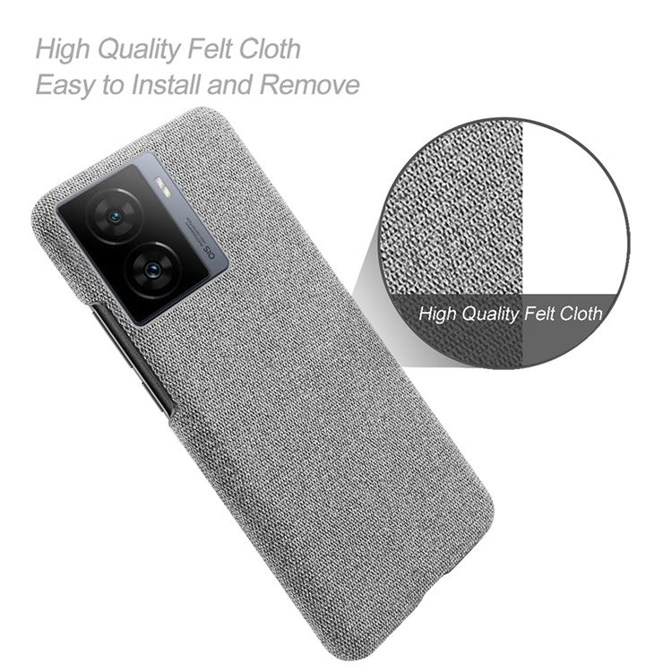 For vivo iQOO Z7 5G Shockproof Cell Phone Case Cloth+Hard PC Smartphone Cover - Light Grey