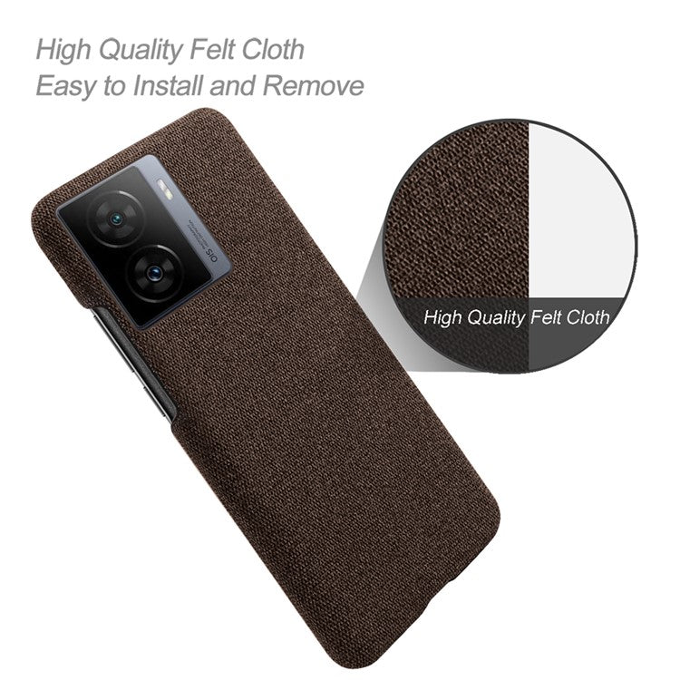 For vivo iQOO Z7 5G Shockproof Cell Phone Case Cloth+Hard PC Smartphone Cover - Brown