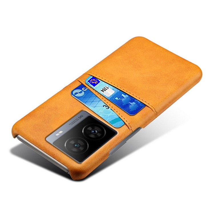 For vivo iQOO Z7 5G Dual Card Slots Pocket PU Leather + Hard PC Cover Phone Case - Orange