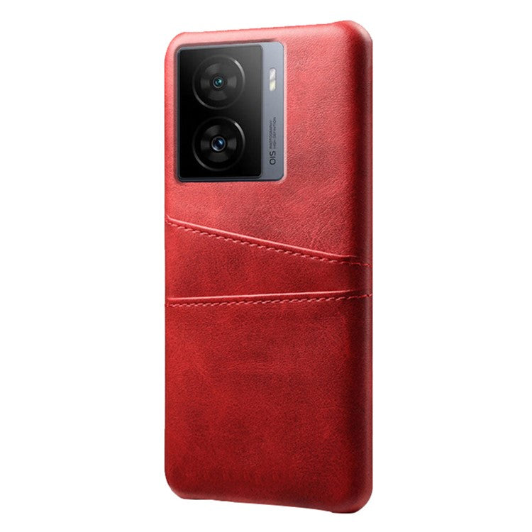 For vivo iQOO Z7 5G Dual Card Slots Pocket PU Leather + Hard PC Cover Phone Case - Red