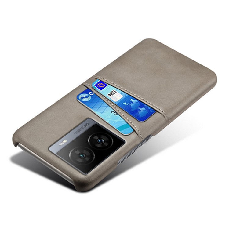 For vivo iQOO Z7 5G Dual Card Slots Pocket PU Leather + Hard PC Cover Phone Case - Grey