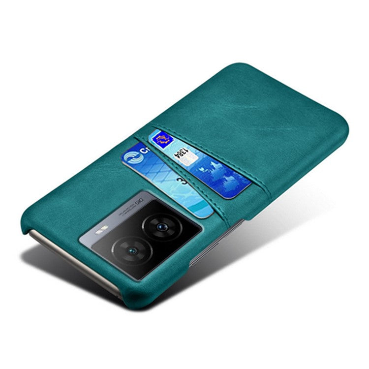 For vivo iQOO Z7 5G Dual Card Slots Pocket PU Leather + Hard PC Cover Phone Case - Green