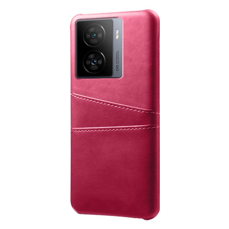 For vivo iQOO Z7 5G Dual Card Slots Pocket PU Leather + Hard PC Cover Phone Case - Rose