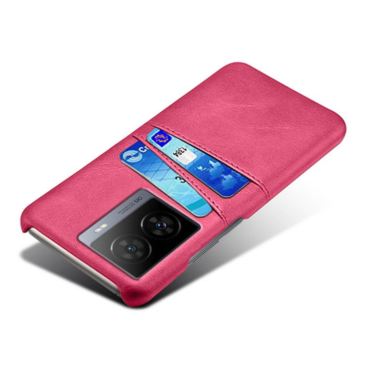 For vivo iQOO Z7 5G Dual Card Slots Pocket PU Leather + Hard PC Cover Phone Case - Rose