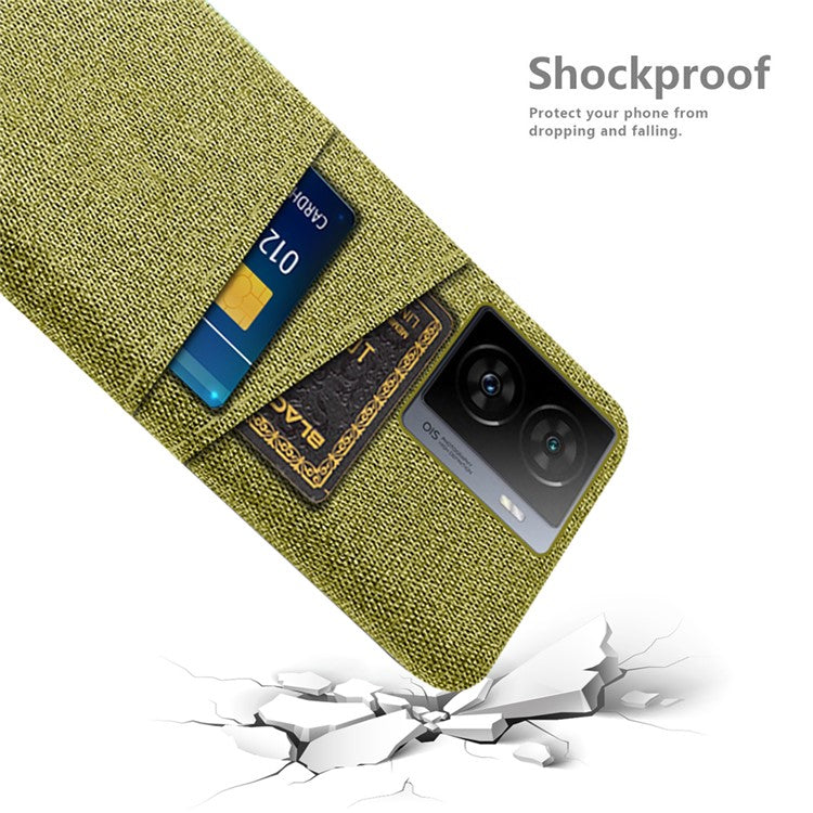 For vivo iQOO Z7 5G Hard PC + Cloth Phone Case Dual Card Slots Smartphone Cover - Yellow