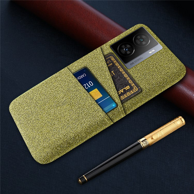 For vivo iQOO Z7 5G Hard PC + Cloth Phone Case Dual Card Slots Smartphone Cover - Yellow