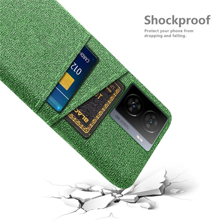 For vivo iQOO Z7 5G Hard PC + Cloth Phone Case Dual Card Slots Smartphone Cover - Green