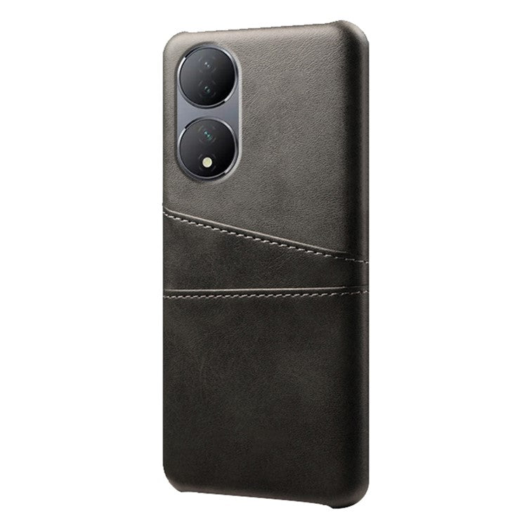 For vivo Y100 5G Drop Protection Phone Case Dual Card Slots PU Leather Coated PC Cover - Black