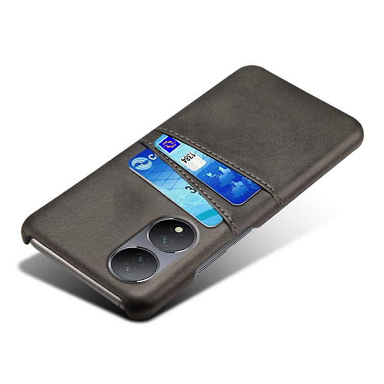 For vivo Y100 5G Drop Protection Phone Case Dual Card Slots PU Leather Coated PC Cover - Black