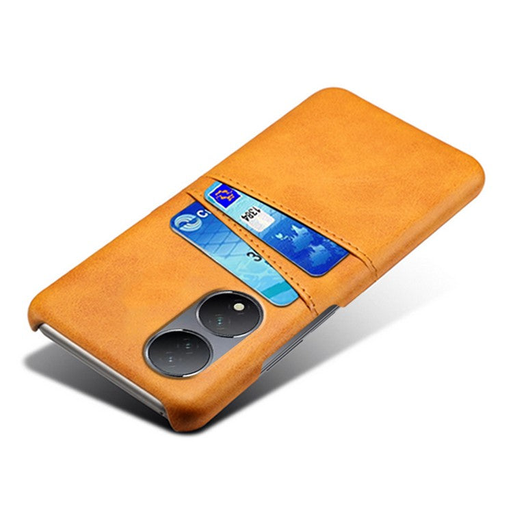 For vivo Y100 5G Drop Protection Phone Case Dual Card Slots PU Leather Coated PC Cover - Orange