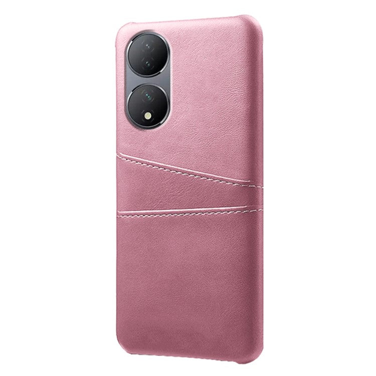 For vivo Y100 5G Drop Protection Phone Case Dual Card Slots PU Leather Coated PC Cover - Rose Gold