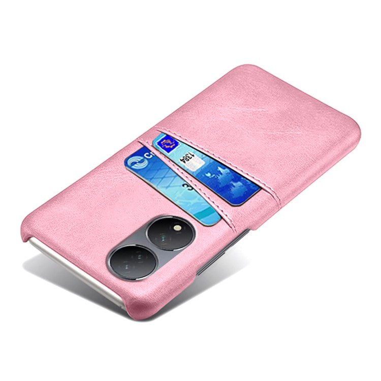 For vivo Y100 5G Drop Protection Phone Case Dual Card Slots PU Leather Coated PC Cover - Rose Gold