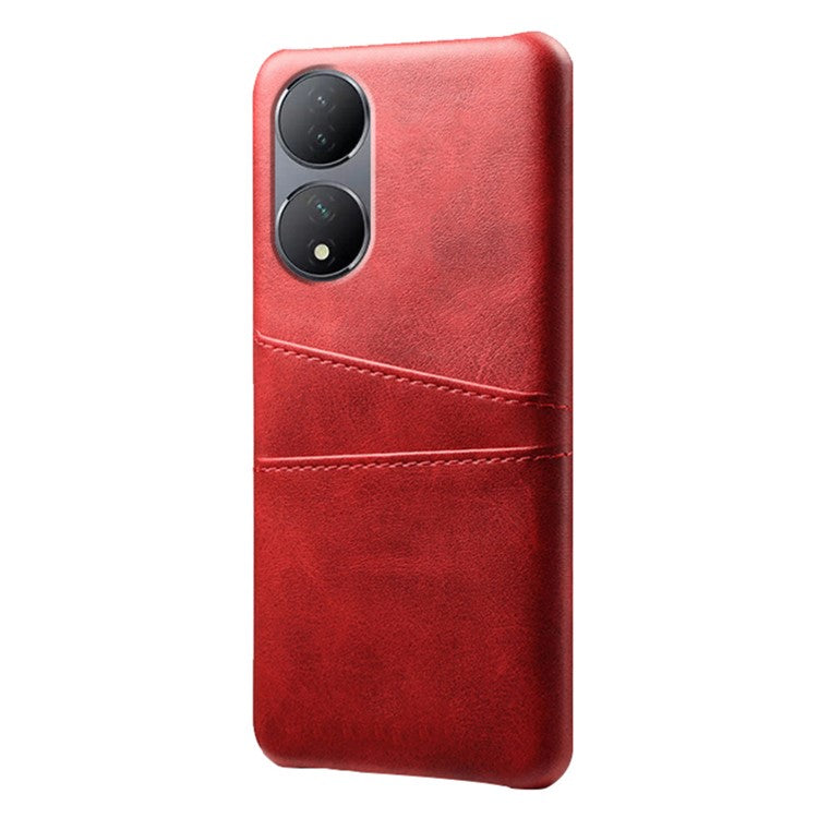 For vivo Y100 5G Drop Protection Phone Case Dual Card Slots PU Leather Coated PC Cover - Red