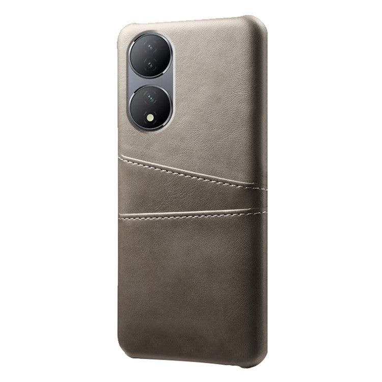 For vivo Y100 5G Drop Protection Phone Case Dual Card Slots PU Leather Coated PC Cover - Grey