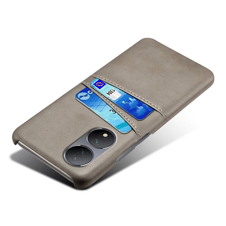 For vivo Y100 5G Drop Protection Phone Case Dual Card Slots PU Leather Coated PC Cover - Grey