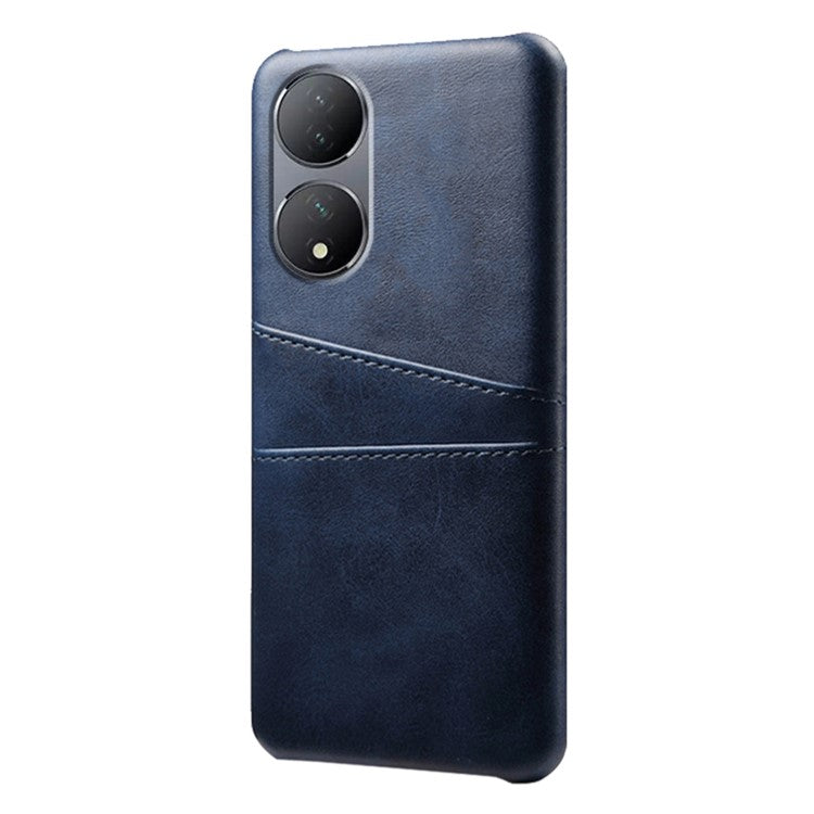 For vivo Y100 5G Drop Protection Phone Case Dual Card Slots PU Leather Coated PC Cover - Blue