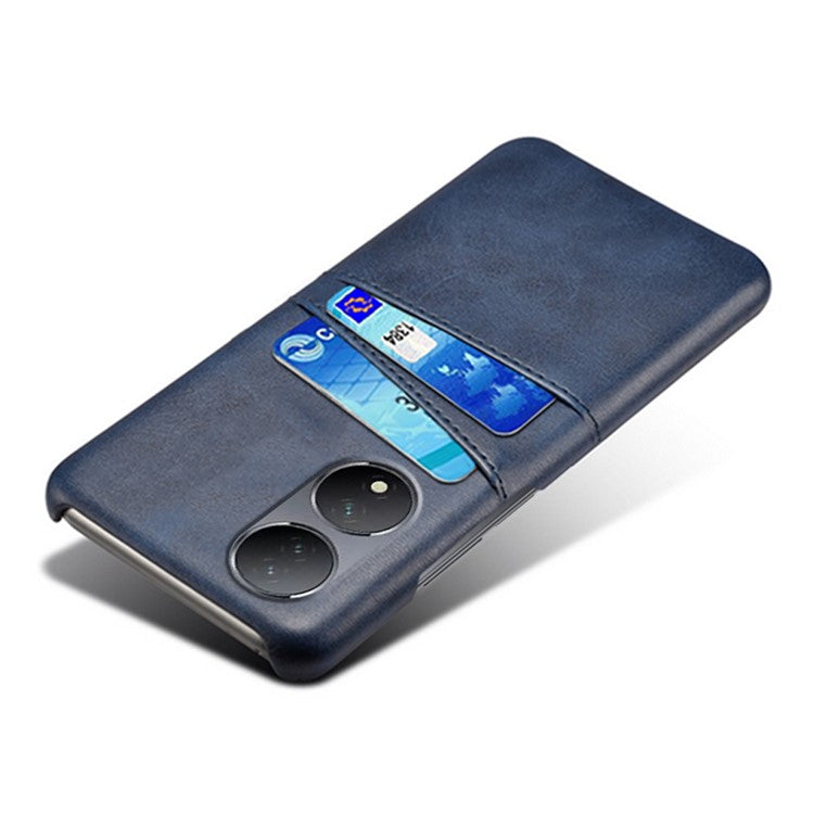 For vivo Y100 5G Drop Protection Phone Case Dual Card Slots PU Leather Coated PC Cover - Blue