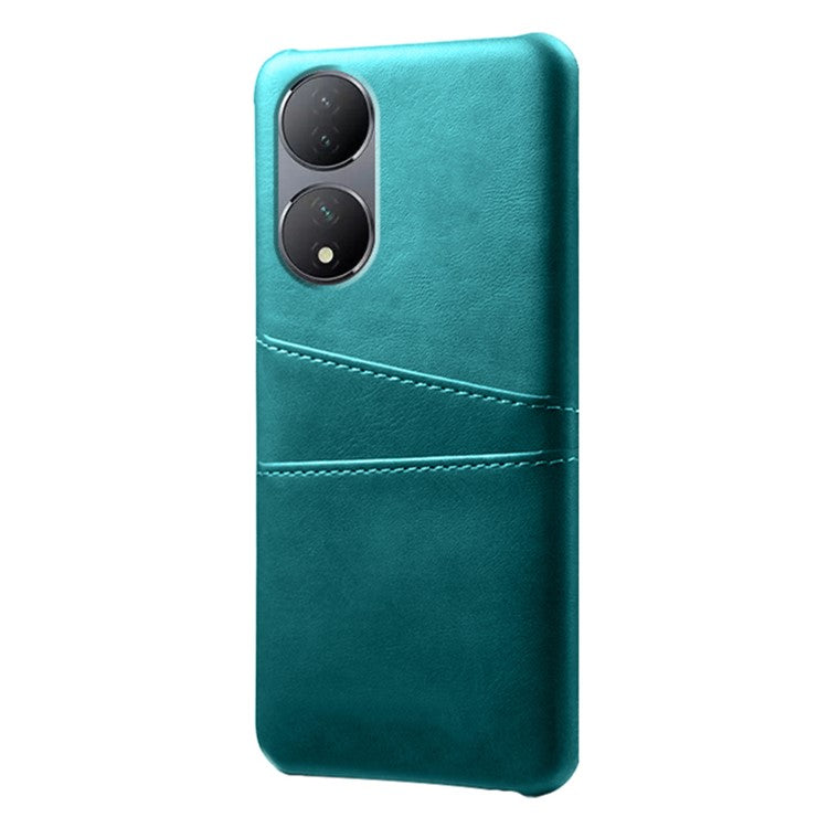 For vivo Y100 5G Drop Protection Phone Case Dual Card Slots PU Leather Coated PC Cover - Green