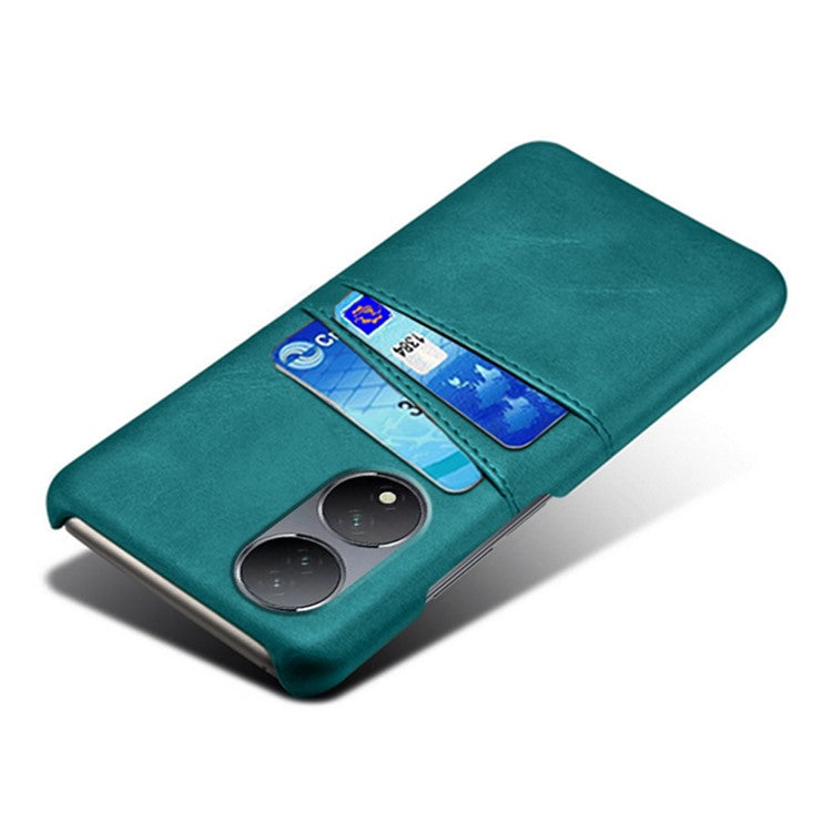 For vivo Y100 5G Drop Protection Phone Case Dual Card Slots PU Leather Coated PC Cover - Green