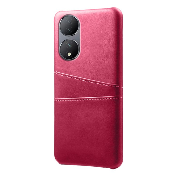 For vivo Y100 5G Drop Protection Phone Case Dual Card Slots PU Leather Coated PC Cover - Rose